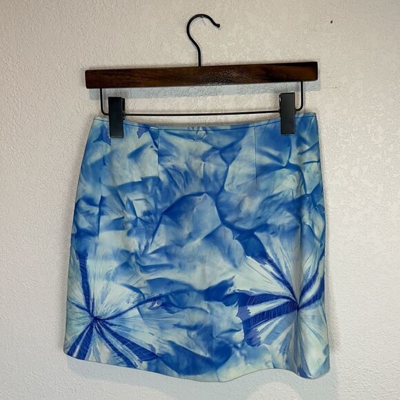 Retrofete Willa Blue Tie Dye Leather Skirt Small - Picture 6 of 14